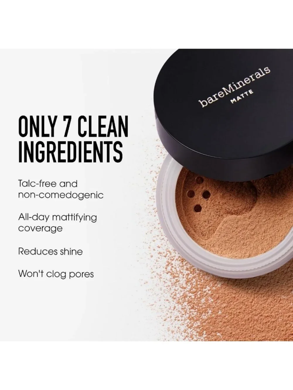 Matte Loose Powder Foundation SPF 15 - Clean Mineral Makeup, Sheer-to-Full